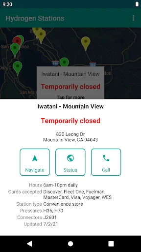Hydrogen Stations USA ڈاؤن لوڈ کریں – ہائیڈروجن فیول اسٹیشن تلاش کریں - Screenshot 6