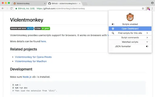 Violentmonkey BETA ڈاؤن لوڈ کریں – طاقتور یوزر اسکرپٹ مینیجر - Screenshot 2