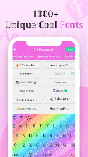 Cool Fonts Keyboard & Themes ڈاؤن لوڈ کریں – اسٹائلش فونٹس اور تھیمز - Screenshot 2